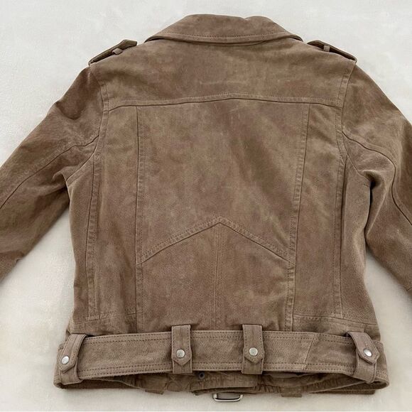 Blank NYC Sand Stoner Moto Jacket Genuine Suede, Size S - Picture 15 of 16